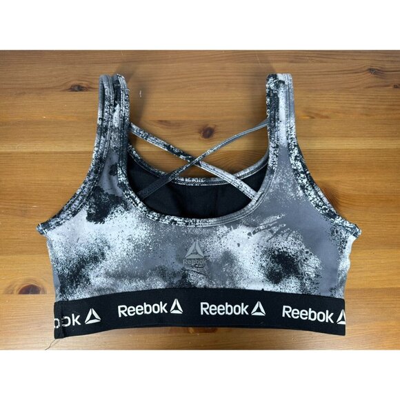 Reebok Womens Splatter Print Medium Impact Sports Bra - Picture 3 of 7